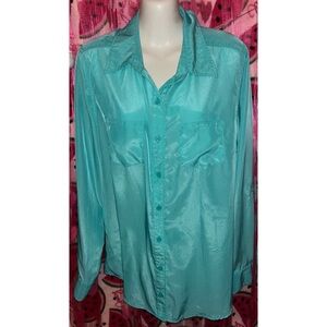 🩵 GEORGE turquoise button up shirt